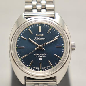 Vintage HMT Kohinoor Para Shock 17 Jewels Hand Winding Men&#39;s Watch | HMT Watch | HMT Blue Color Men&#39;s Watch.