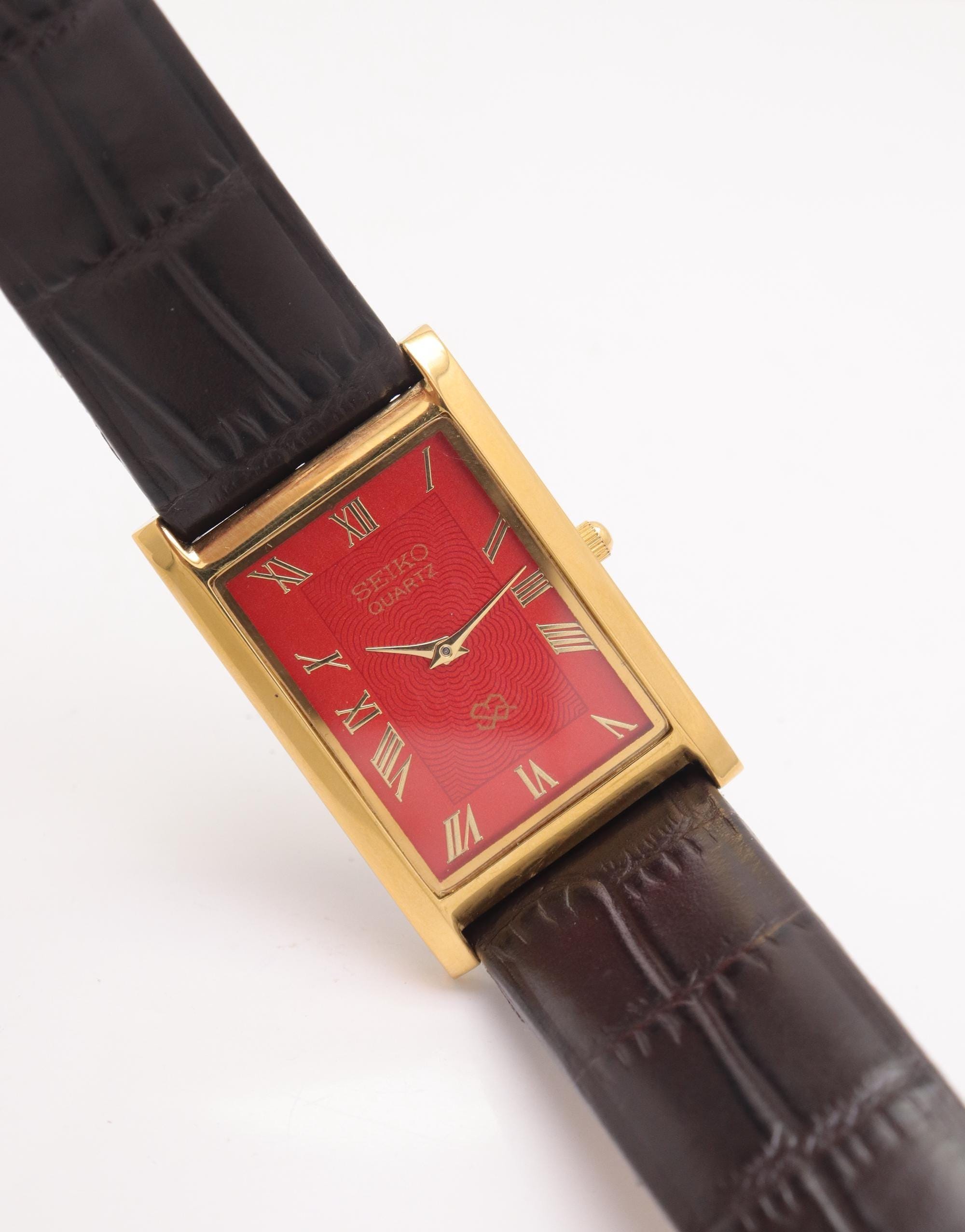 Seiko Tank Red and Gold - Etsy