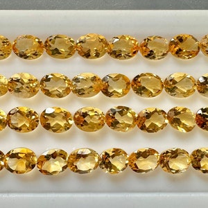 Natural Citrine Gemstone, Oval Faceted Bright Yellow Loose Calibrated Gem for Jewelry Making, Perfect Crafting Gift