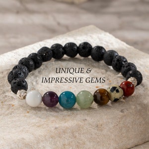 Pulsera de piedras preciosas naturales de 7 chakras con cuentas de plata, joya para mindfulness y yoga, accesorio de uso diario, regalo para mujeres y hombres.