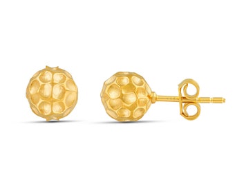 Gold Ball Earrings, 8mm Large Ball Stud Earrings, Hammered Gold Ball Stud Earrings, Statement Earrings, Hammered Earrings, Silver Studs