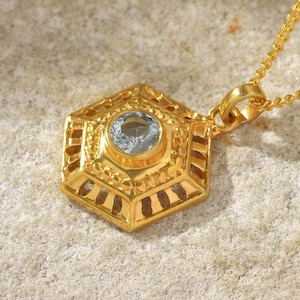 Birthstone Necklace Natural Aquamarine Pendant, March Birthday Jewelry, Meaningful Gift for Her