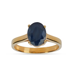 Natürlicher Blauer Saphir Ring, Klassischer Solitär, Handgefertigter Statement Schmuck für Frauen, Perfektes Jubiläumsgeschenk, Ideales Geburtstagsgeschenk