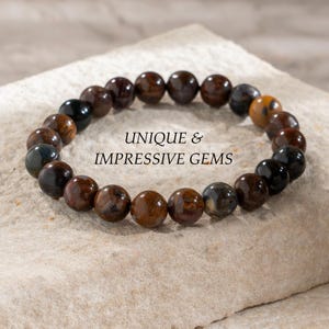 Natural Pietersite Bracelet, Polished Blue Brown Stone for Grounding & Protection, Everyday Wear Accessory, Unique Gift for Men and Women