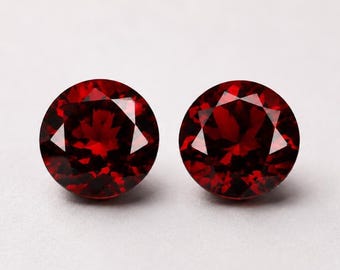 Natural Red Garnet, Round Shape, Calibrated Loose Faceted Gemstone