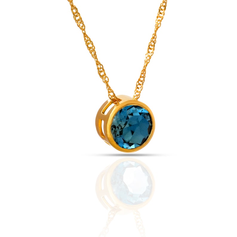 London Blue Topaz Pendant Necklace Gold Topaz Necklace Singapore Gold ...