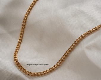 Collier gourmette en or, chaîne en or classique, collier à superpositions délicat, bijoux minimalistes de tous les jours, cadeau simple chaîne en or pour elle