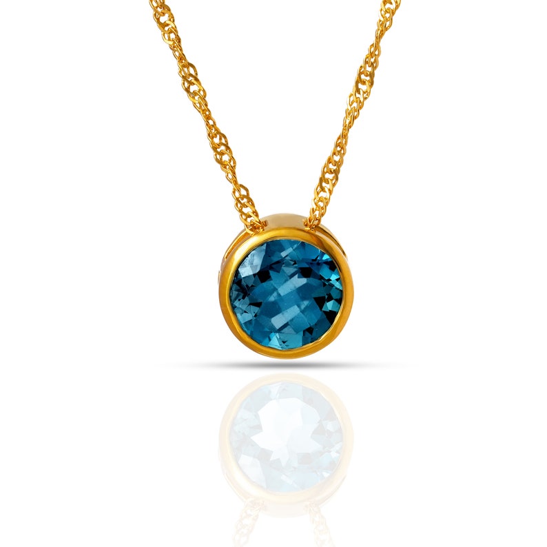 London Blue Topaz Pendant Necklace Gold Topaz Necklace Singapore Gold ...