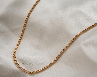 Collier gourmette fine en or, chaîne en or classique, collier superposé délicat, bijoux minimalistes de tous les jours, cadeau simple chaîne en or pour elle