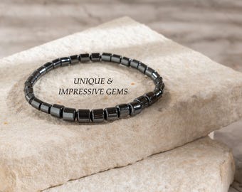 Pulsera de hematita, pulsera resistente de cuentas negras para enraizar y concentrarse, para uso diario, regalo perfecto para hombres y mujeres.