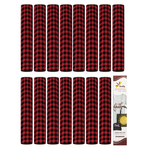 Firefly Craft Red Buffalo Plaid Heat Transfer Vinyl Sheet - Patterned