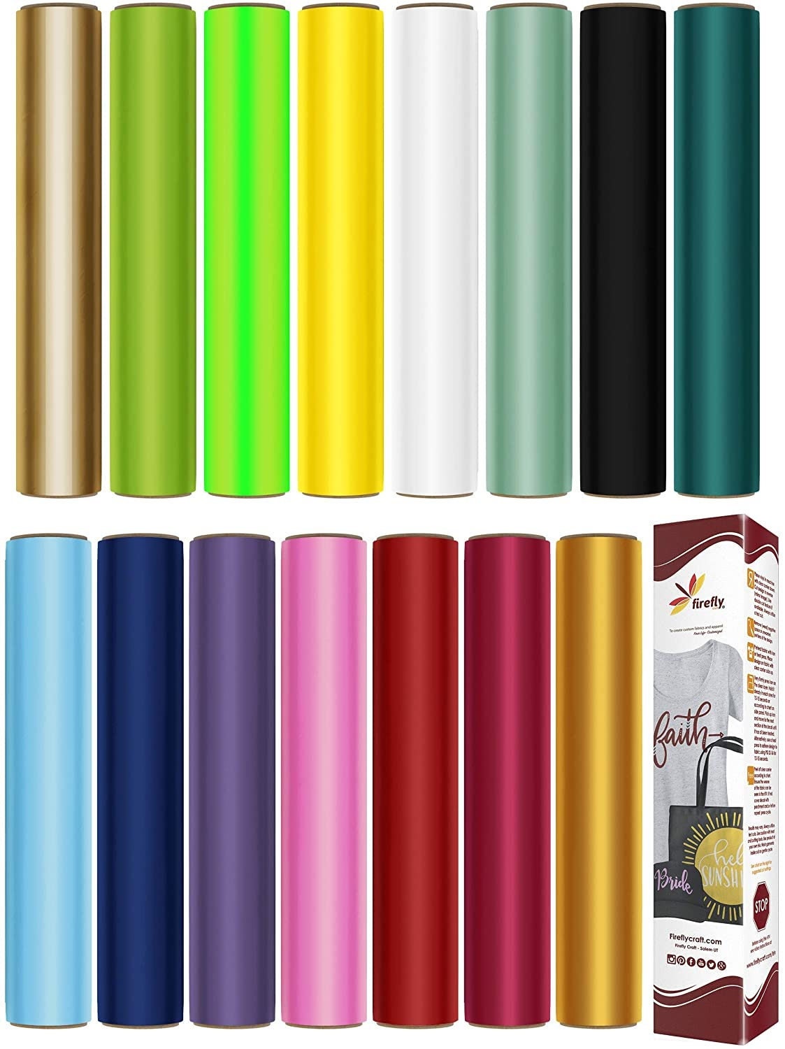 HTV Heat Transfer Vinyl Bundle :20 Pack Iron on Vinyl with 20 Popular  Colors HTV Bundle Easy Cut and Weeding Including 
