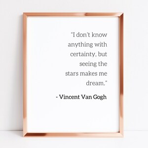 Vincent Van Gogh Quote, Literary gift idea, Last minute birthday gift, Unique wall art, Gift for artists, Thoughtful gift idea for friend