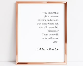 Peter Pan Quote, Peter Pan Digital Download, Gift for Peter Pan fans, Gift for Book Lovers, Easy Last Minute Gift, Gift for bibliophiles