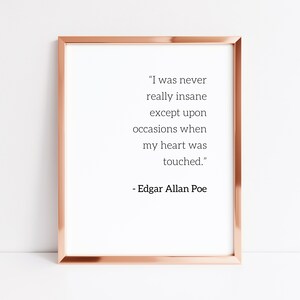Edgar Allan Poe Art, Literary gifts, Last minute gift, gift for book lovers, Book lover art, Edgar Allan Poe Art, Literary Wall Art