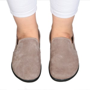 HEREN SLIP-ON gerookt nubuckleer, handgemaakt op blote voeten, aarding, zero drop, flexibele zachte rubberen zool, stijlvol, natuurlijk, kleurrijk