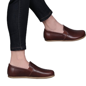 MEN Barefoot DARK BROWN Leather Handmade Classic Yemeni Shoes, Natural, Colorful, Slip-On
