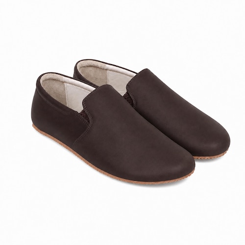 Men Barefoot Slip On, DARK BROWN SMOOTH Leather, Handmade  display picture 3
