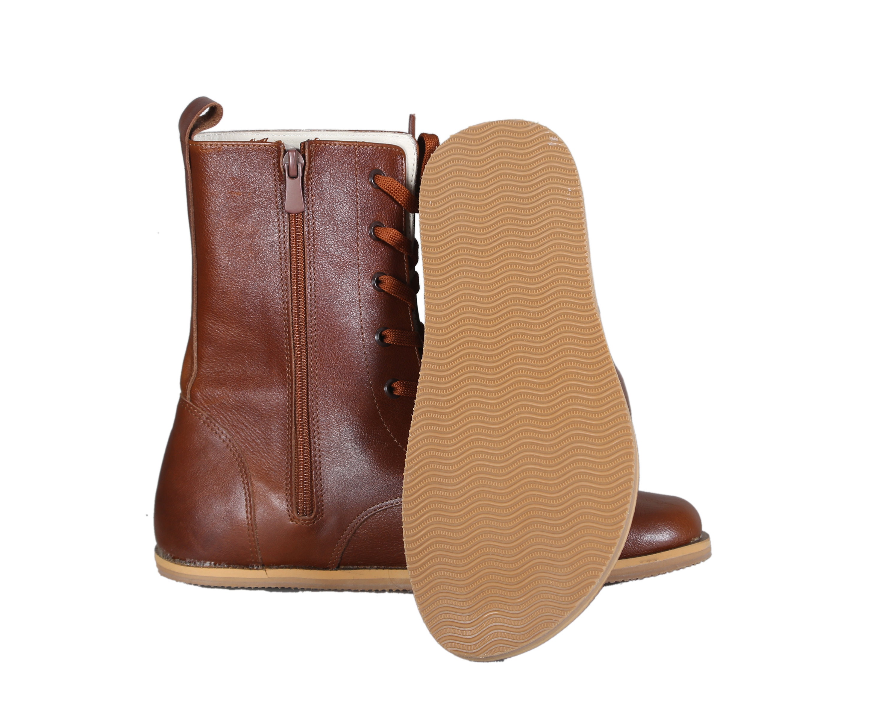 MEN Boots Wide Zero Drop Barefoot BROWN Sooth Leather