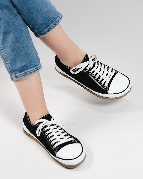 HOMBRE Zapato estilo Converse mas ancho hecho a mano caida cero cuero nobuck NEGRO descalzo natural colorido plantilla de cuero suela de cuero de 6 mm Etsy Espana