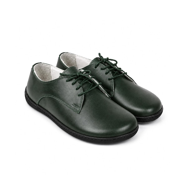 black and white dress with green shoes WOMEN Barefoot SMOOTH Leather Oxford Shoes, Handmade, Moccasins, Soft Flexible Rubber Outsole lime green heels outfit ideas
