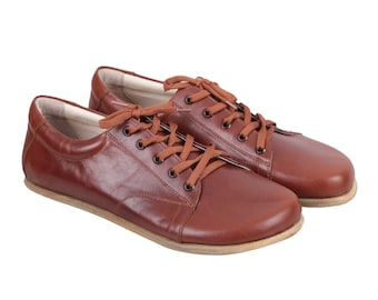 TÊNIS DESCALES HOMENS MARROM Couro Liso Feito à Mão Sapatos Iemenitas, Natural, Colorido, Slip-On