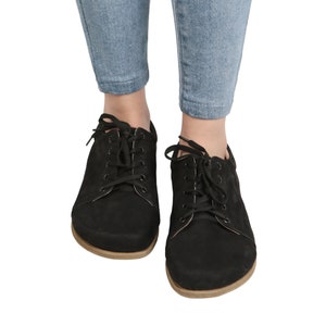 WOMEN Barefoot SNEAKERS BLACK Nubuck Leather Handmade Yemeni Shoes, Natural, Colorful, Slip-On