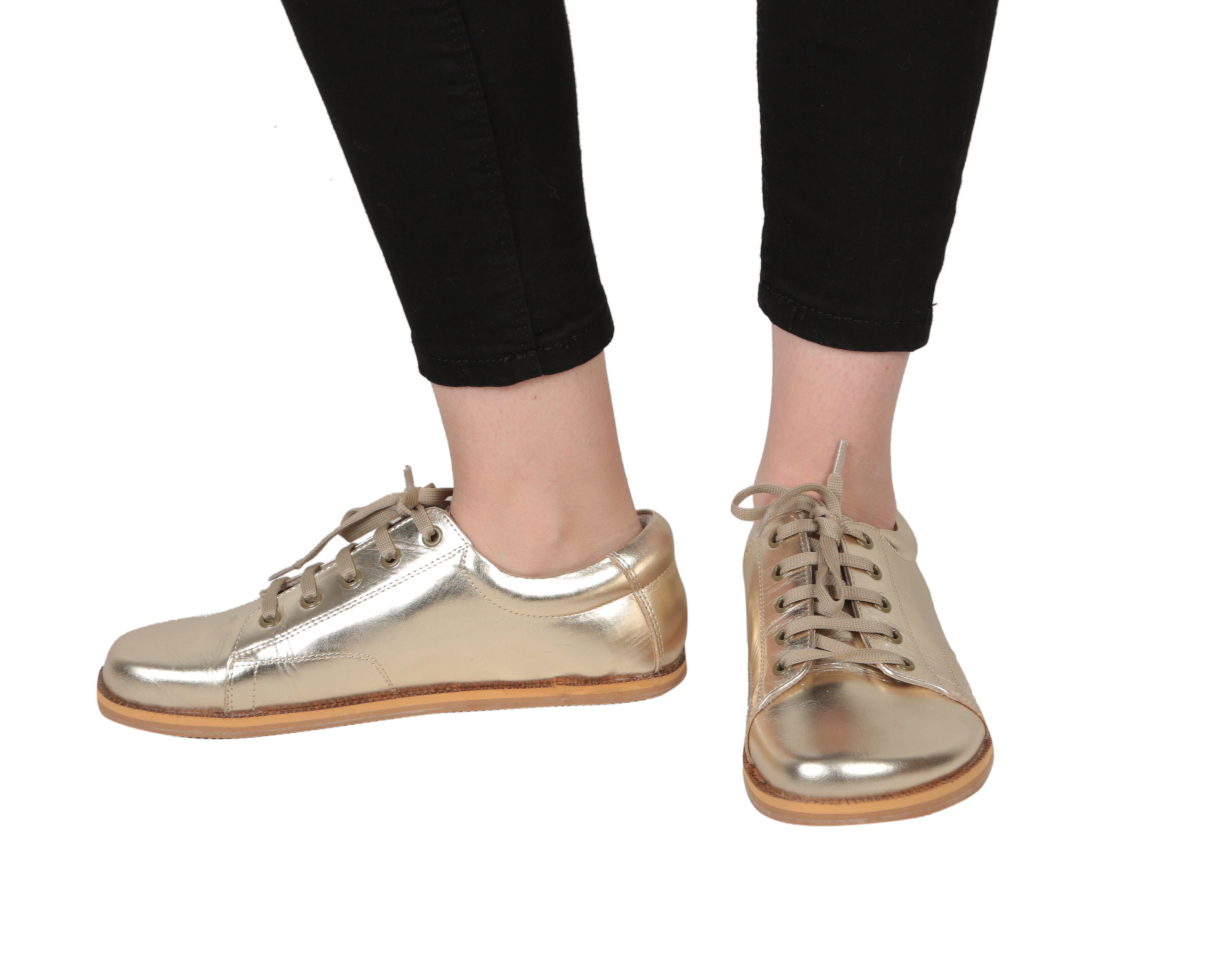 WOMEN Zero Drop SNEAKER Barefoot GOLD Bright Leather