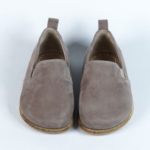 Kids Barefoot Smoked Nubuck Leather Slip-On Shoes: Handmade Yemeni Style