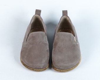 KIDS WIDER Barefoot Slip-On SMOKED Nubuck Leather Handmade Yemeni Shoes, Natural, Colorful Boy Shoes, Girl Shoes