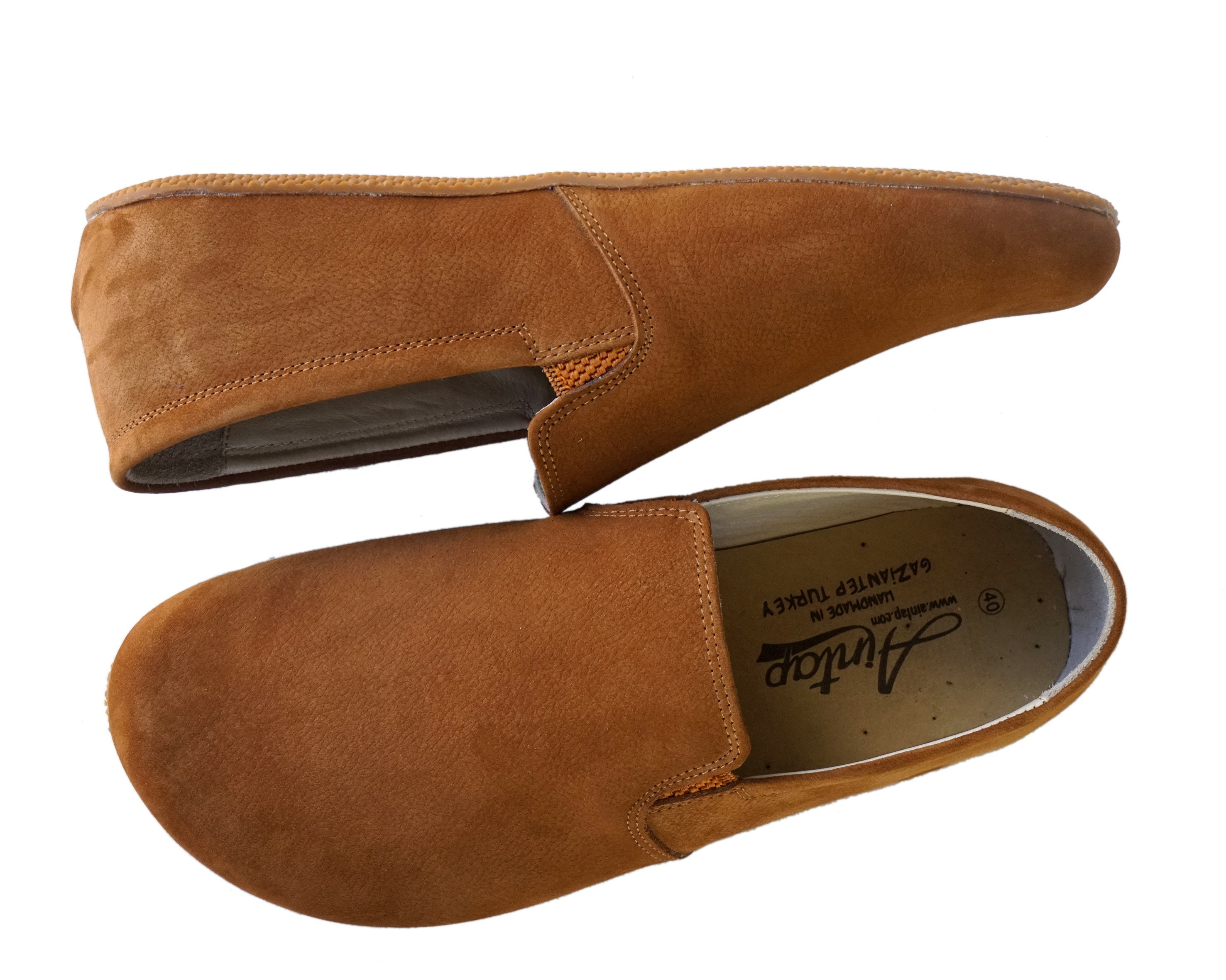 1901 M09015 MEN\'S TAN NUBUCK LEATHER SLIPON LOAFERS SIZE 15M Mens Handmade Tan Nubuck Leather Barefoot Slip-on Shoes - Etsy main image 4