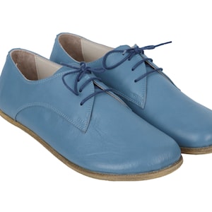 MEN Oxford Barefoot Turquoise Leather Handmade Classic Yemeni Shoes, Natural, Colorful, Slip-On