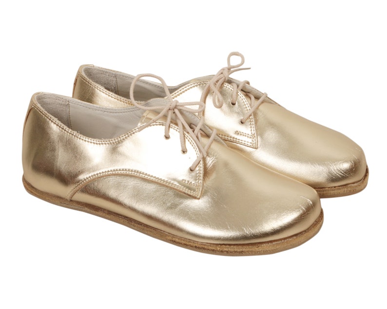 WOMEN Oxford Barefoot Bright GOLD Leather Handmade Classic Yemeni Shoes, Natural, Colorful, Slip-On image 4