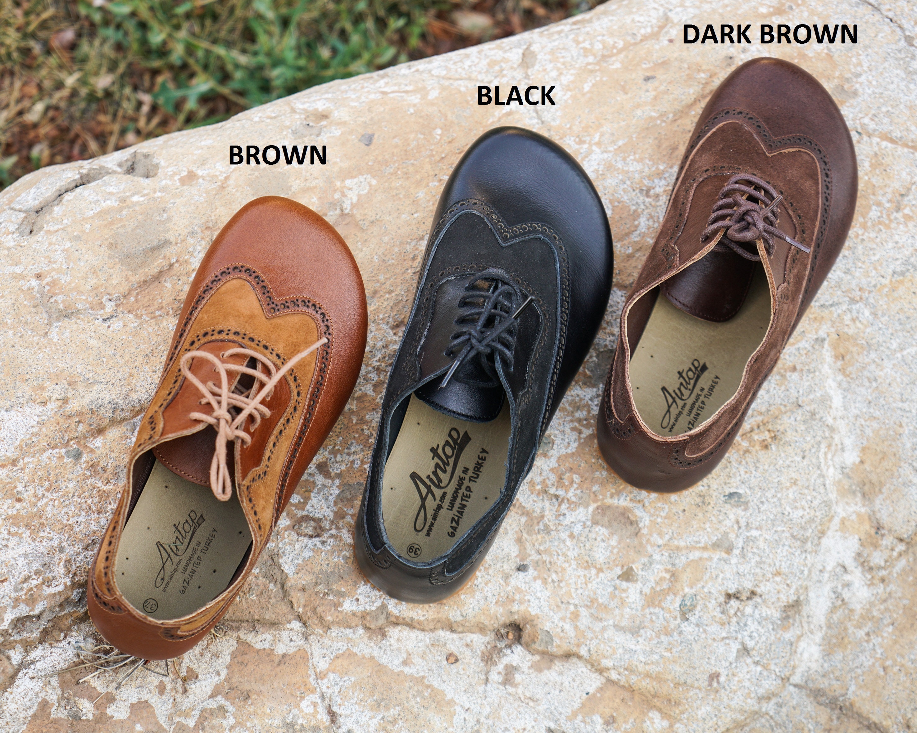 Men's Barefoot Leather Oxford Shoes: Dark Brown Handmade Zero Drop Dress Shoes