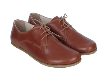 MUJER Oxford Ancho Descalzo Clásico Zapatos Yemeníes Cuero Marrón Hecho a mano, Natural, Colorido, Slip-On