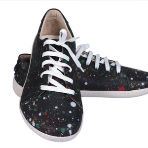 Men&#39;s Barefoot Leather Sneakers: Splanter Paint, Zero Drop