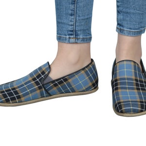 MEN Barefoot Tartan Plaid Fabric & Leather Handmade Classic Yemeni Shoes, Natural, Colorful, Slip-On