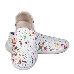 Men&#39;s Leather Barefoot Slip-On Shoes: Splatter Paint, Zero Drop