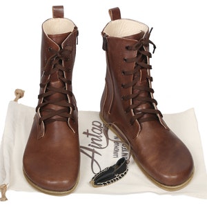 MEN Boots WIDE Zero Drop Barefoot DARK Brown Sooth Leather Handmade ...