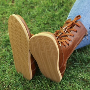 DAMES Laarzen WIDE Zero Drop Barefoot BRUIN Zacht leer Handgemaakt, natuurlijk, kleurrijk, lederen binnenzool en Eva buitenzool