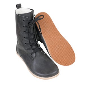 Laarzen DAMES BREDE Zero Drop Barefoot ZWART - ASPaHALT Crazy Leather Handgemaakt, natuurlijk, kleurrijk, Eva Base-loopzool