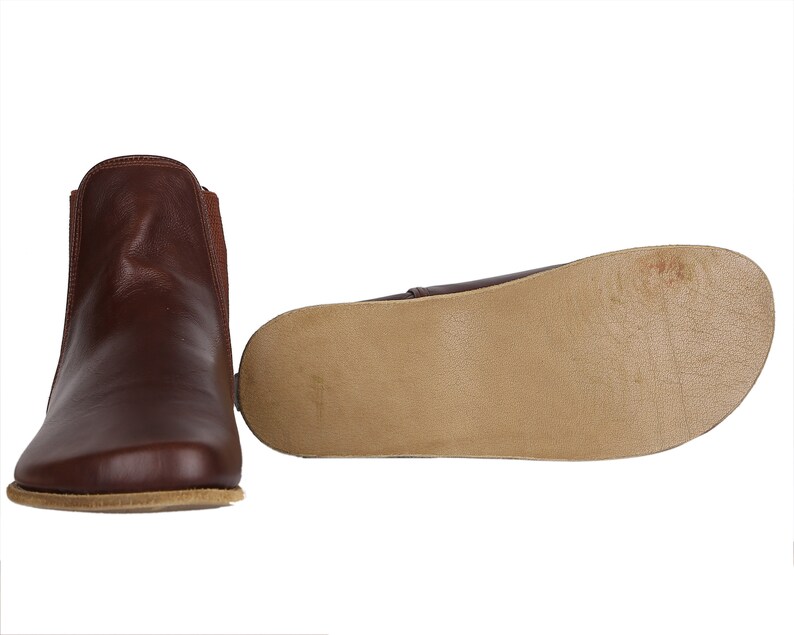 Women Handmade CHELSEA Boots Zero Drop Barefoot DARK BROWN Etsy