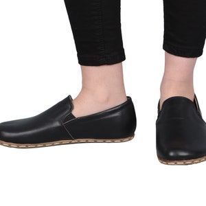 MEN Barefoot Black Leather Handmade Sport Yemeni Shoes, Natural, Colorful, Slip-On