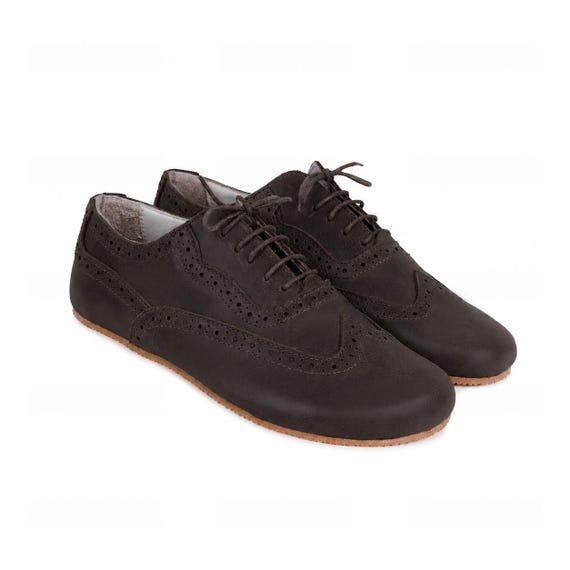 barefoot leather dress shoes Men's DARK BROWN SMOOTH Oxford Shoes: Handmade Zero Drop Shoes, 6mm Rubber Outsole barefoot dress shoes