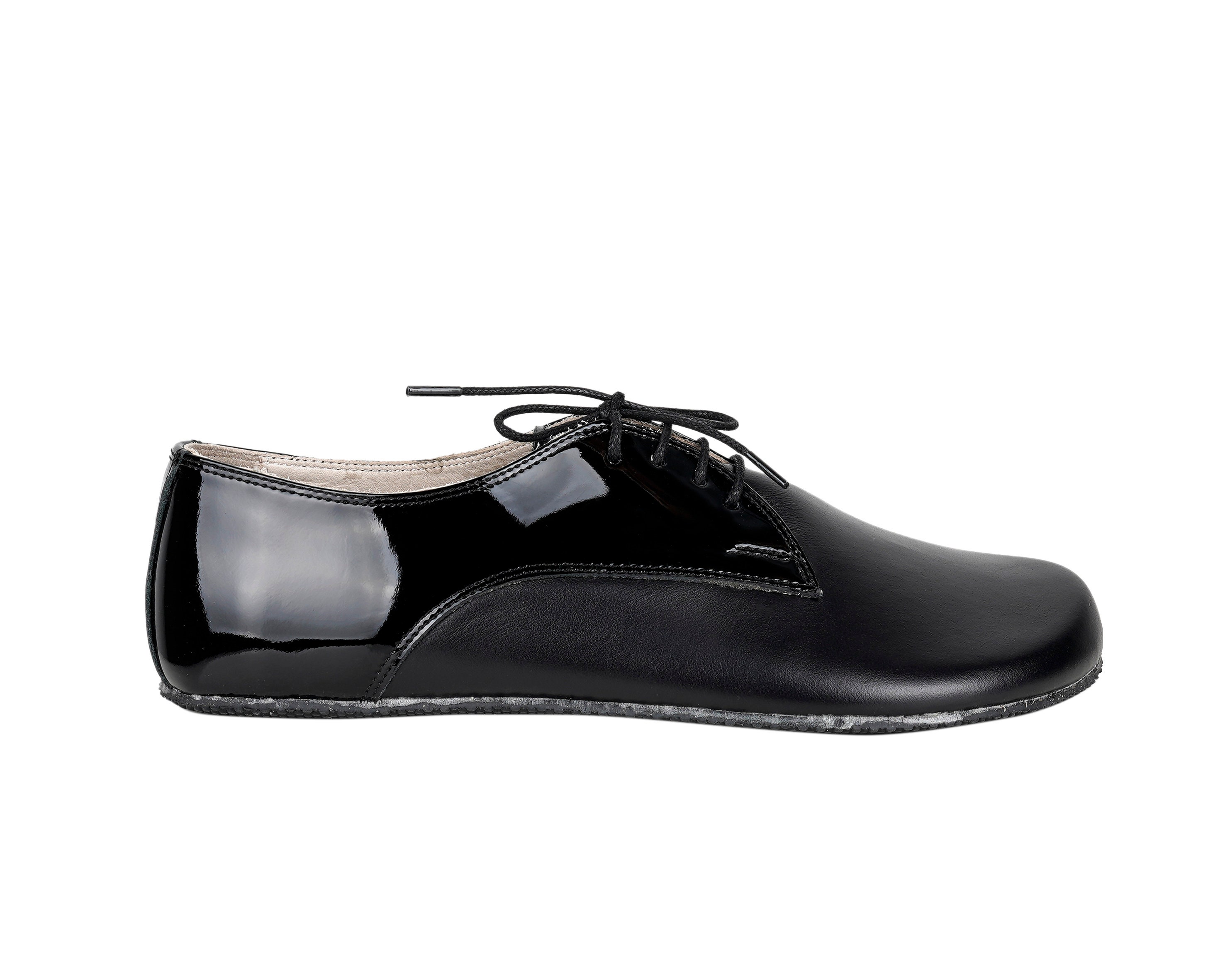 WOMEN Zero Drop Oxford Shoes Barefoot ALL Black Smooth