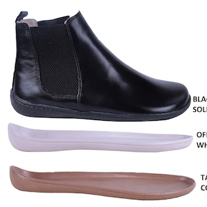 Women Handmade CHELSEA Boots Zero Drop, Barefoot BLACK SMOOTH Leather, Natural, Colorful, Leather Insole & 5mm Soft Rubber image 5