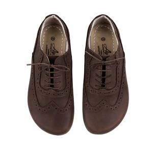 Handmade DARK BROWN CRAZY Leather Oxford Shoes: Women's Barefoot Moccasins image 4