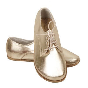 WOMEN Oxford Barefoot Bright GOLD Leather Handmade Classic Yemeni Shoes, Natural, Colorful, Slip-On image 5