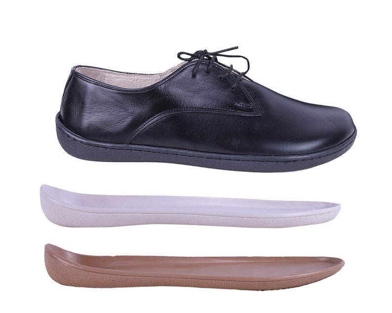 MEN Zero Drop Oxford Barefoot BLACK SMOOTH Leather Handmade Shoes, Natural, Colorful, Slip-On 5mm RuBBER OuTSOLE image 4