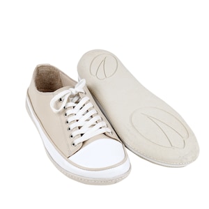 Women Wider Converse Style Shoe, Handmade, Zero Drop, Barefoot CREAM Smooth Leather, Natural, Colorful, Leather Insole, 6mm Rubber Outsole